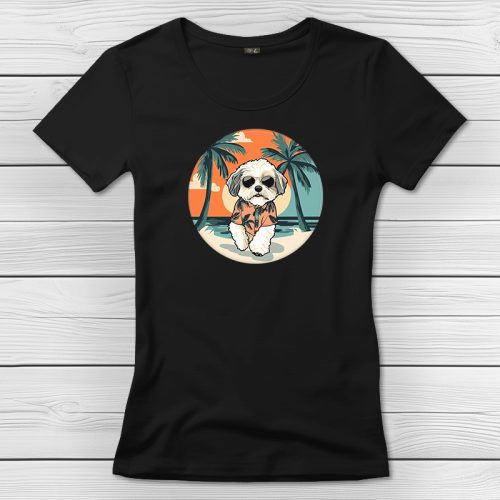 Havanesés póló nőknek fekete színben