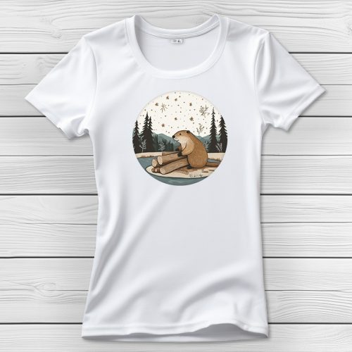 Hódos póló nőknek fehér színben