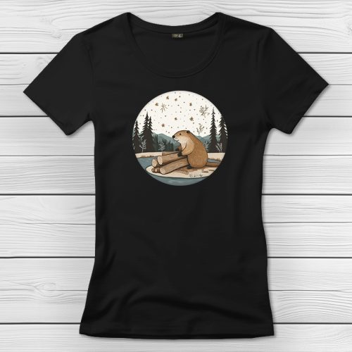 Hódos póló nőknek fekete színben