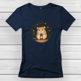 Hörcsögös póló nőknek sötétkék színben