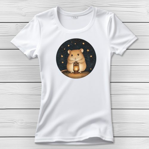 Hörcsögös póló nőknek fehér színben