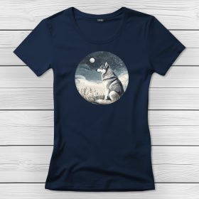 Huskys póló nőknek sötétkék színben