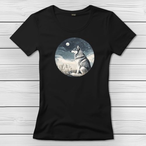 Huskys póló nőknek fekete színben