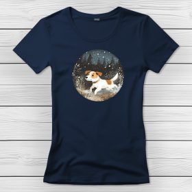 Jack russel terrieres póló nőknek sötétkék színben