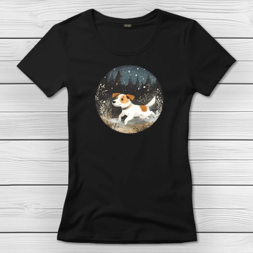 Jack russel terrieres póló nőknek fekete színben