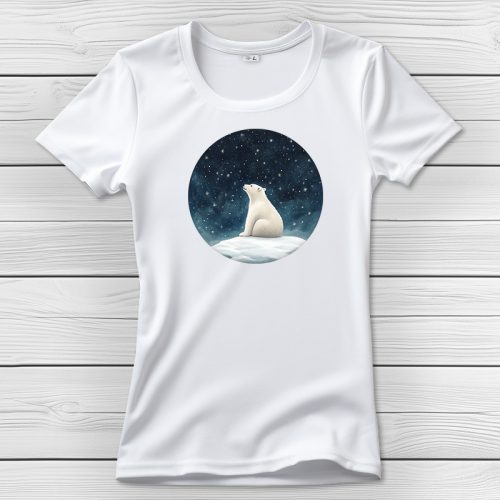 Jegesmedvés póló nőknek fehér színben