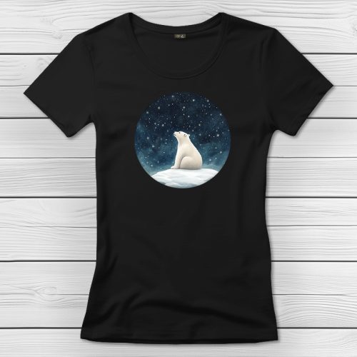 Jegesmedvés póló nőknek fekete színben