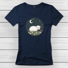 Bárányos póló nőknek sötétkék színben