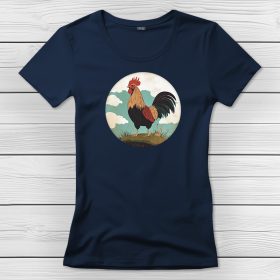 Kakasos póló nőknek sötétkék színben
