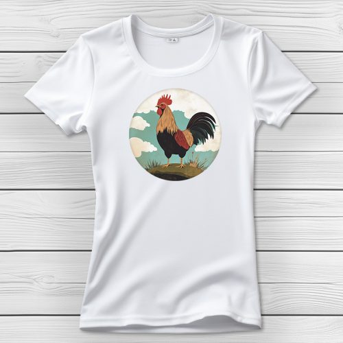 Kakasos póló nőknek fehér színben