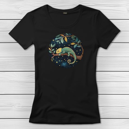 Kaméleonos póló nőknek fekete színben