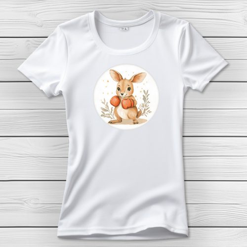 Kengurus póló nőknek fehér színben