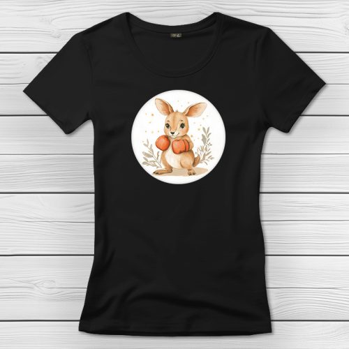 Kengurus póló nőknek fekete színben