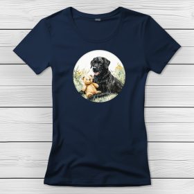 Fekete labradoros póló nőknek sötétkék színben