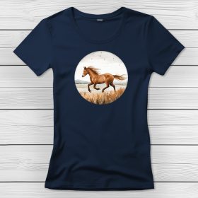 Lovas póló nőknek sötétkék színben