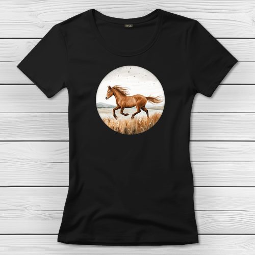 Lovas póló nőknek fekete színben