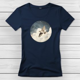 Madaras póló nőknek sötétkék színben