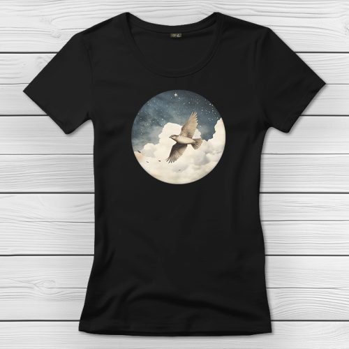 Madaras póló nőknek fekete színben