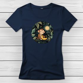 Majmos póló nőknek sötétkék színben