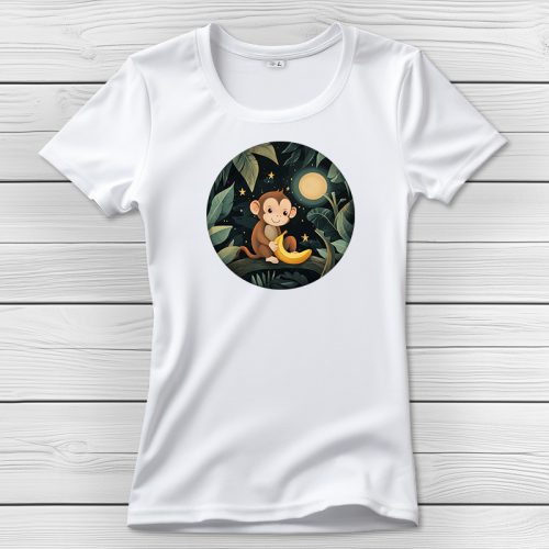 Majmos póló nőknek fehér színben