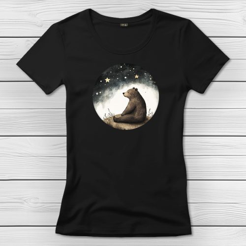 Medvés póló nőknek fekete színben