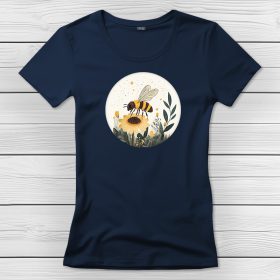 Méhecskés póló nőknek sötétkék színben