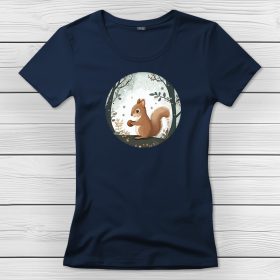 Mókusos póló nőknek sötétkék színben