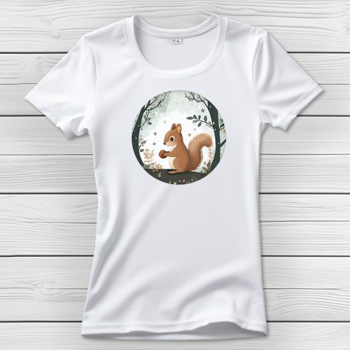 Mókusos póló nőknek fehér színben