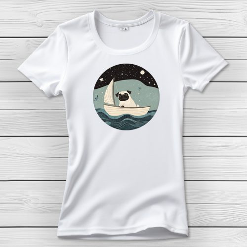 Mopszos póló nőknek fehér színben