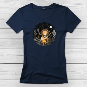 Oroszlános póló nőknek sötétkék színben