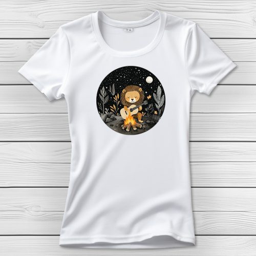 Oroszlános póló nőknek fehér színben