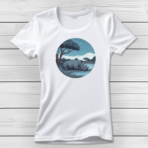 Orrszarvús póló nőknek fehér színben