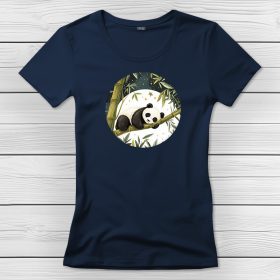 Pandás póló nőknek sötétkék színben