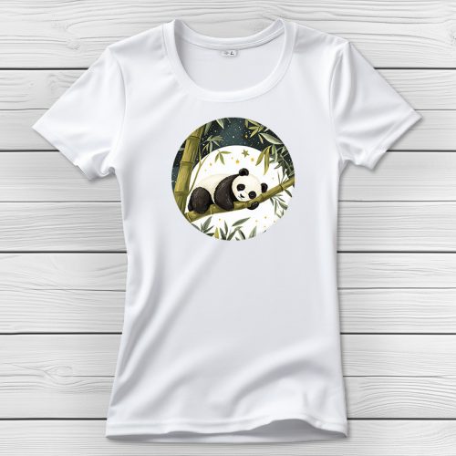 Pandás póló nőknek fehér színben