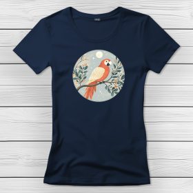 Papagájos póló nőknek sötétkék színben