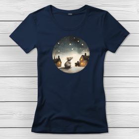 Patkányos póló nőknek sötétkék színben