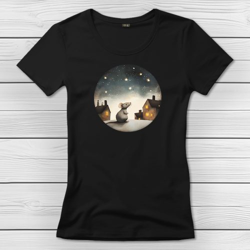 Patkányos póló nőknek fekete színben