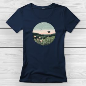 Pillangós póló nőknek sötétkék színben