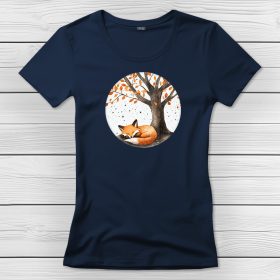 Rókás póló nőknek sötétkék színben