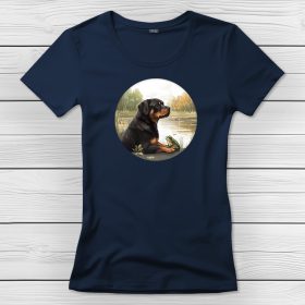 Rottweileres póló nőknek sötétkék színben