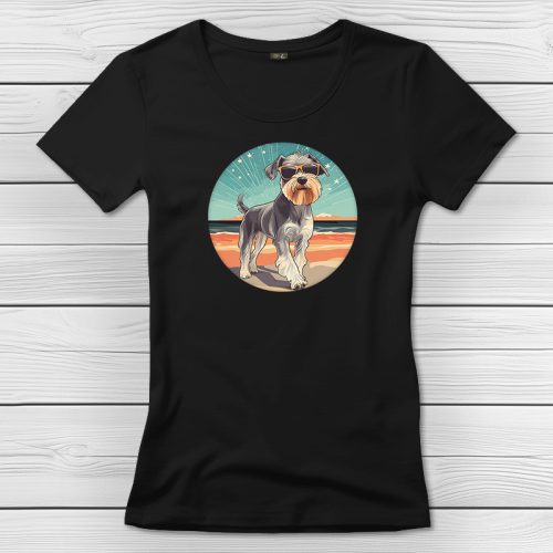 Schnauzeres póló nőknek fekete színben