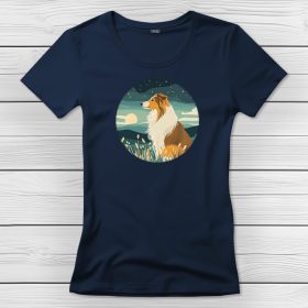 Skót juhászos póló nőknek sötétkék színben