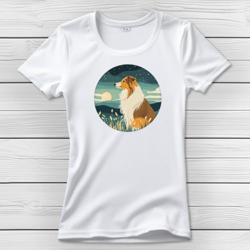 Skót juhászos póló nőknek fehér színben