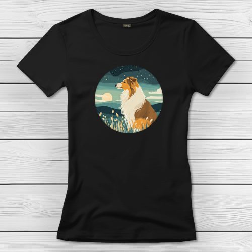 Skót juhászos póló nőknek fekete színben