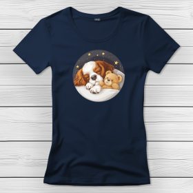Cavalier King Charles spánieles póló nőknek sötétkék színben