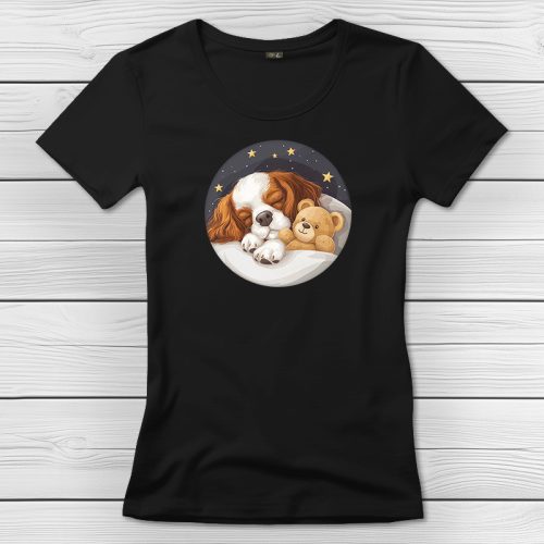 Cavalier King Charles spánieles póló nőknek fekete színben
