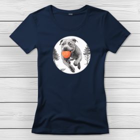 Staffordshire terrieres póló nőknek sötétkék színben