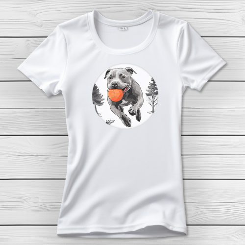 Staffordshire terrieres póló nőknek fehér színben