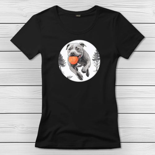 Staffordshire terrieres póló nőknek fekete színben