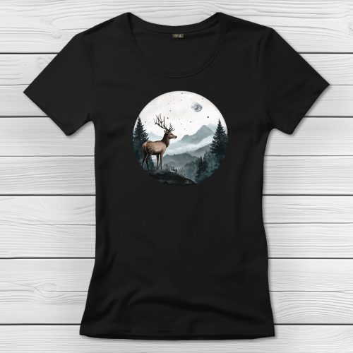 Szarvasos póló nőknek fekete színben